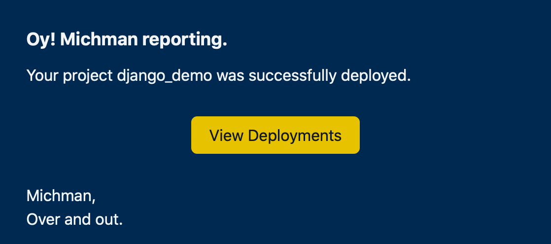 Deployment notification